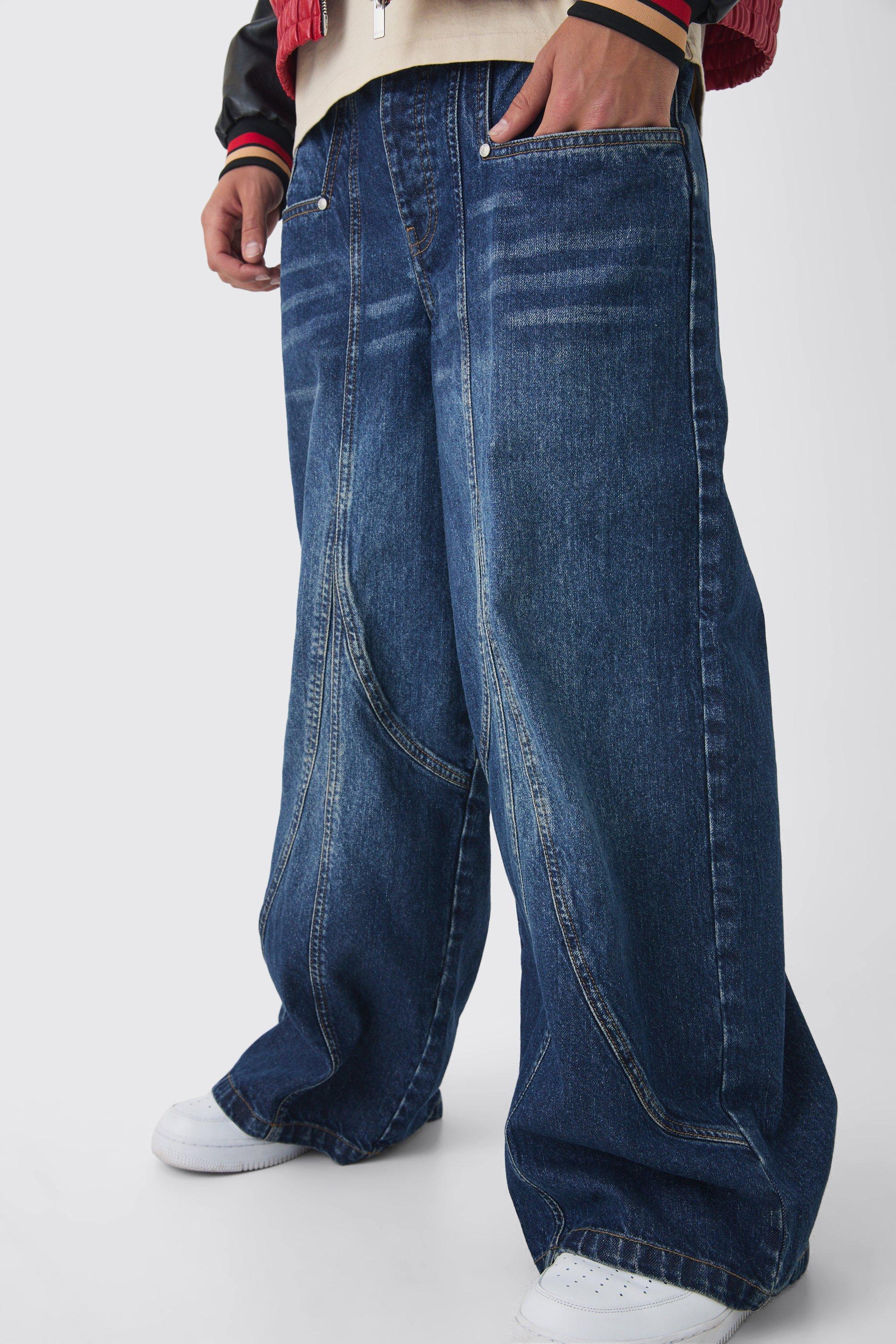 Extreme Baggy Rigid Panelled Tinted Denim Jeans | boohooMAN USA Extreme Baggy Rigid Panelled Tinted Denim Jeans | boohooMAN USA